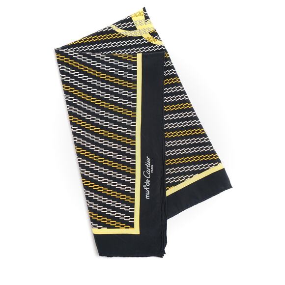 Cartier Black Printed Silk Scarf - Picture 5 of 7